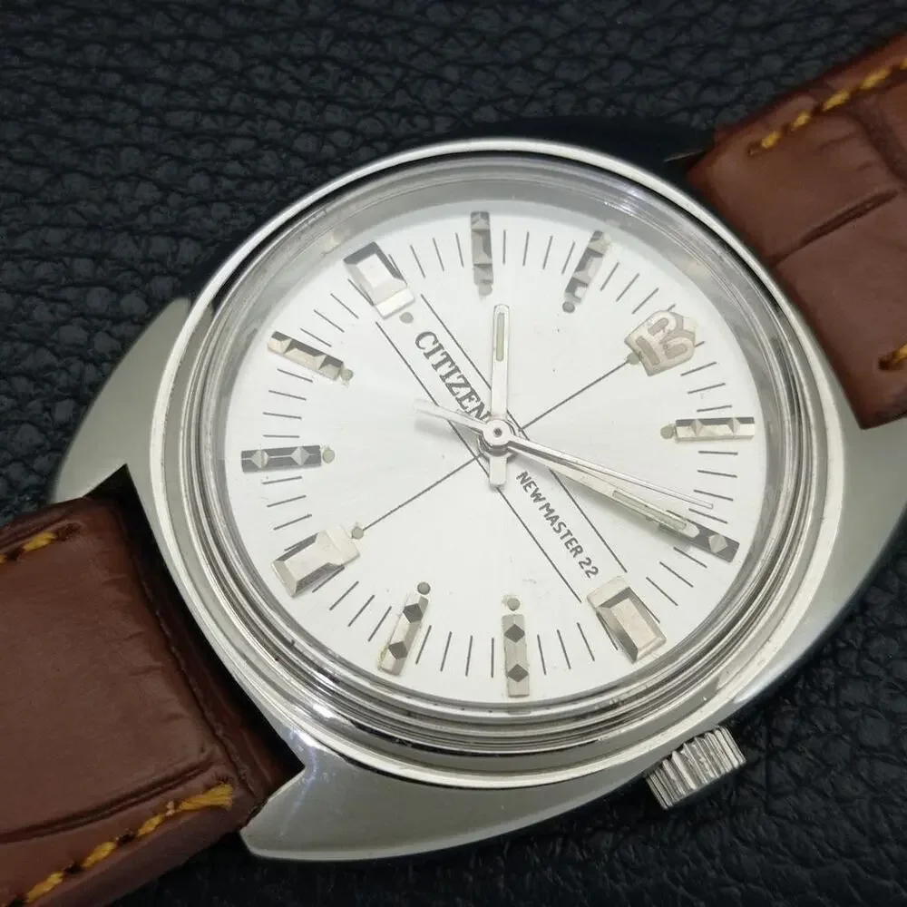 Vintage 1988 Citizen Manual Wound Mens Silver Watch & Silver accents